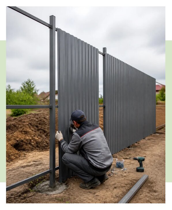 Профессиональный монтаж забора из профнастила в Пугачёве